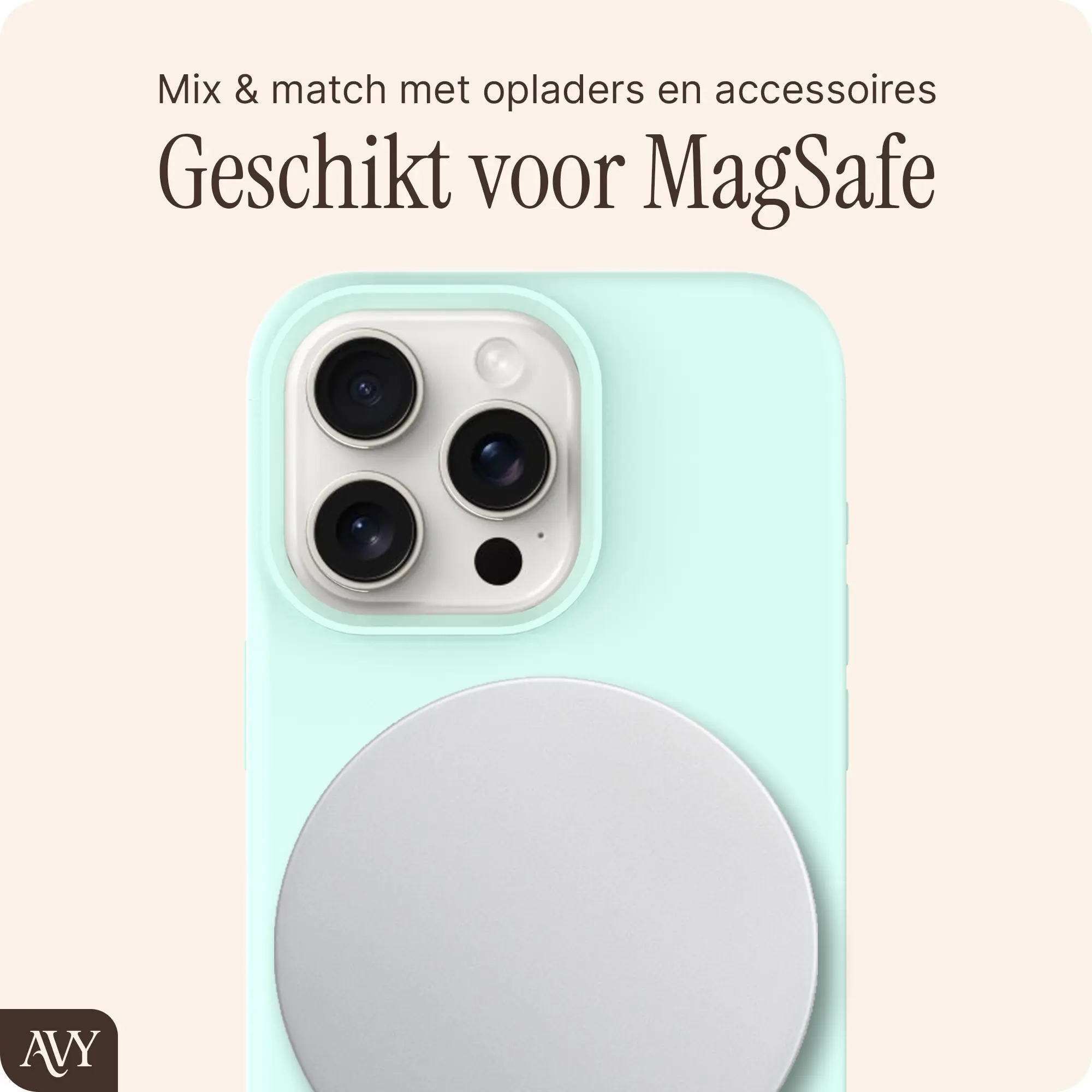 AVY Apple iPhone 15 Pro Max Hoesje Liquid Silicone met MagSafe Matcha afbeelding 8
