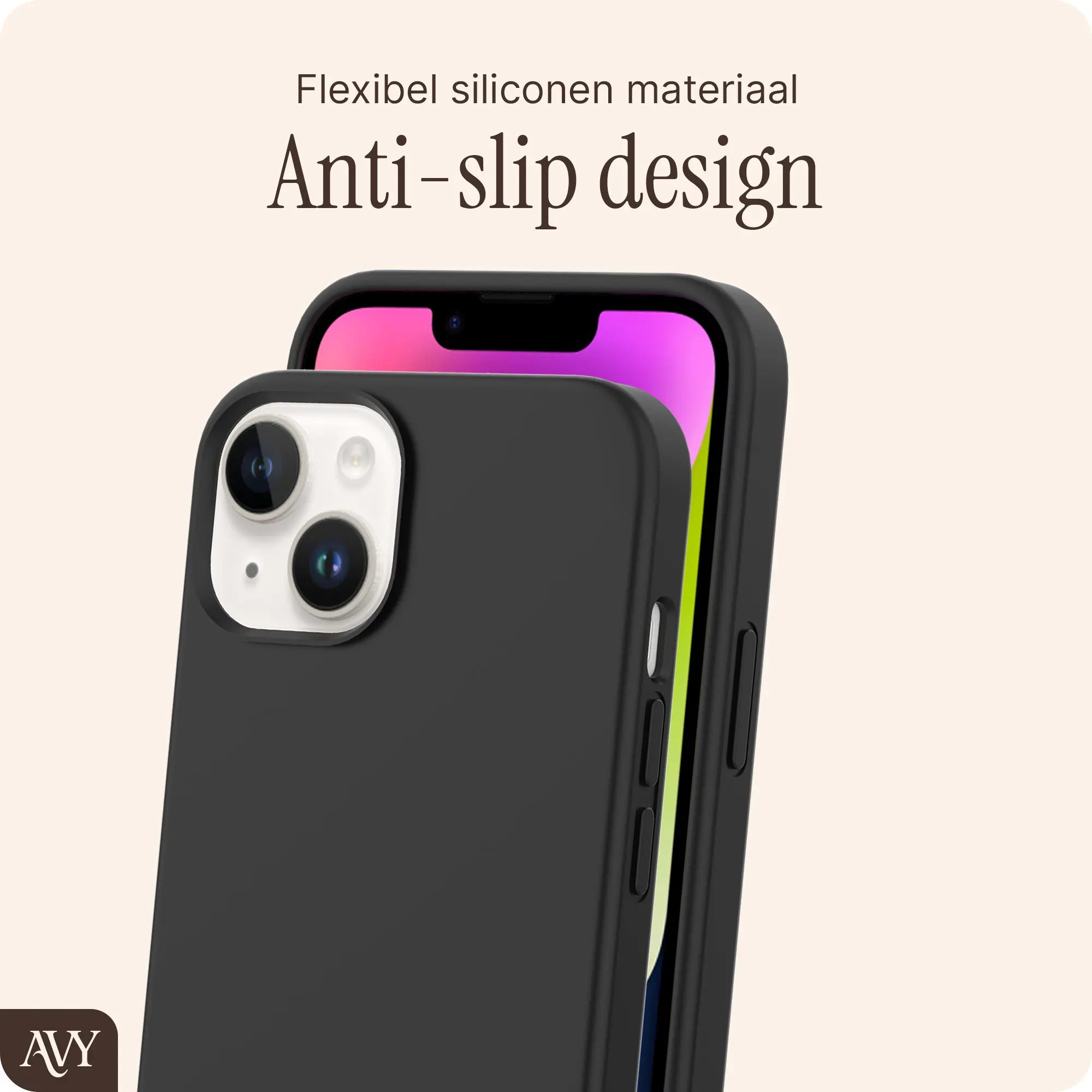 AVY Apple iPhone 14 / 13 Hoesje Liquid Silicone met MagSafe Zwart afbeelding 6