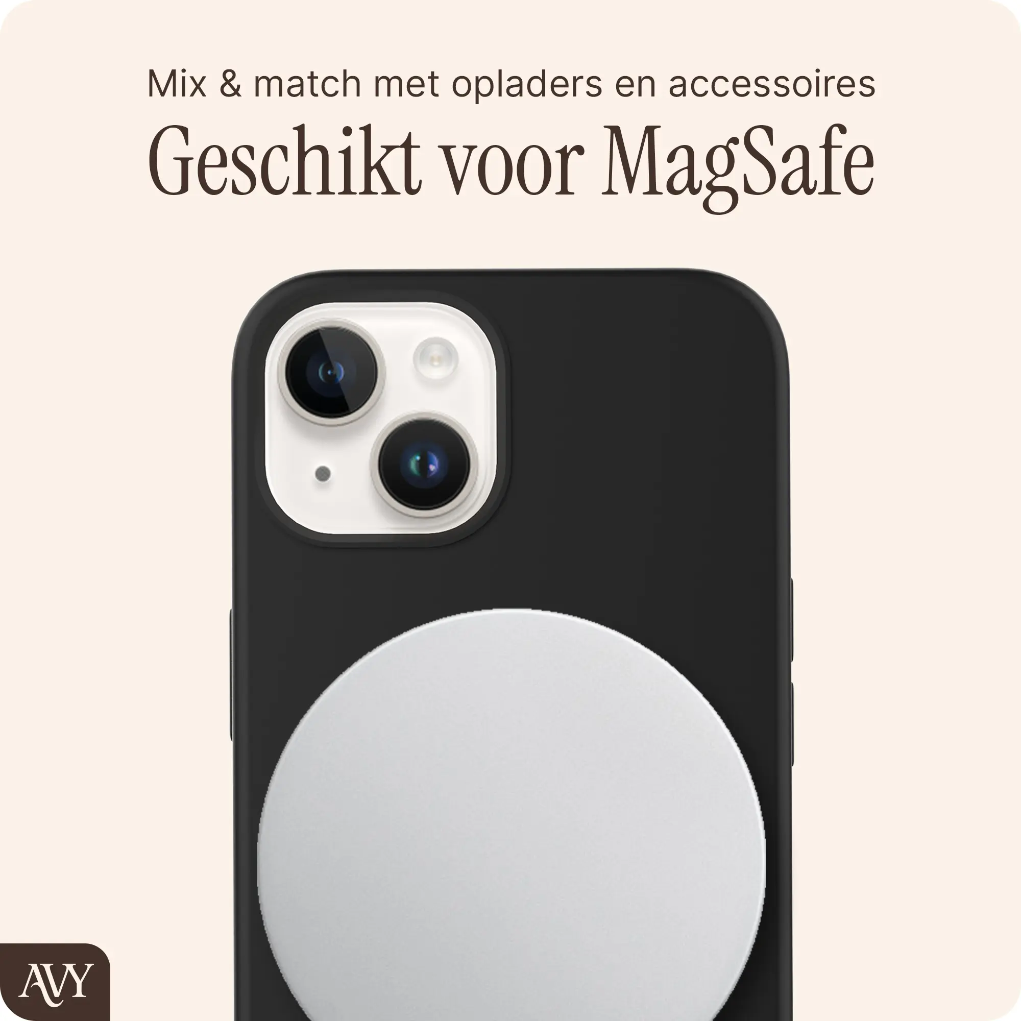 AVY Apple iPhone 14 / 13 Hoesje Liquid Silicone met MagSafe Zwart afbeelding 7