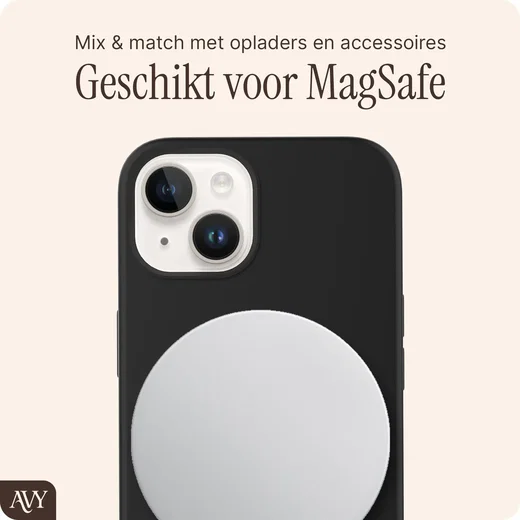 AVY Apple iPhone 14 / 13 Hoesje Liquid Silicone met MagSafe Zwart afbeelding 7