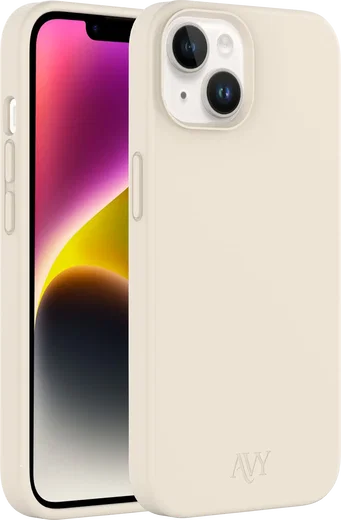 AVY Apple iPhone 14 / 13 Hoesje Liquid Silicone met MagSafe Beige afbeelding 11