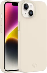 AVY Apple iPhone 14 / 13 Hoesje Liquid Silicone met MagSafe Beige afbeelding