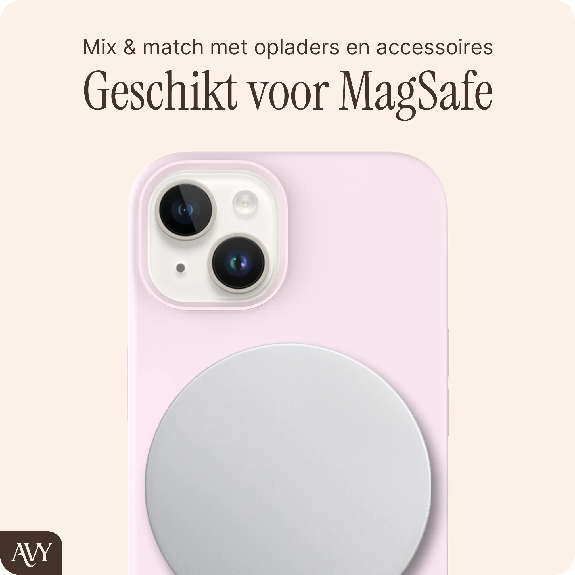 AVY Apple iPhone 14 / 13 Hoesje Liquid Silicone met MagSafe Roze afbeelding 7
