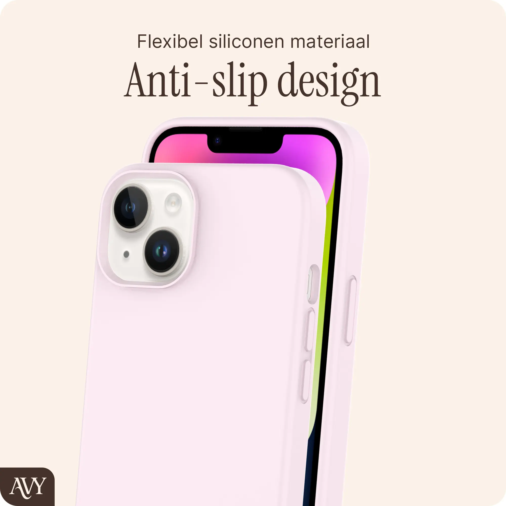 AVY Apple iPhone 14 / 13 Hoesje Liquid Silicone met MagSafe Roze afbeelding 6