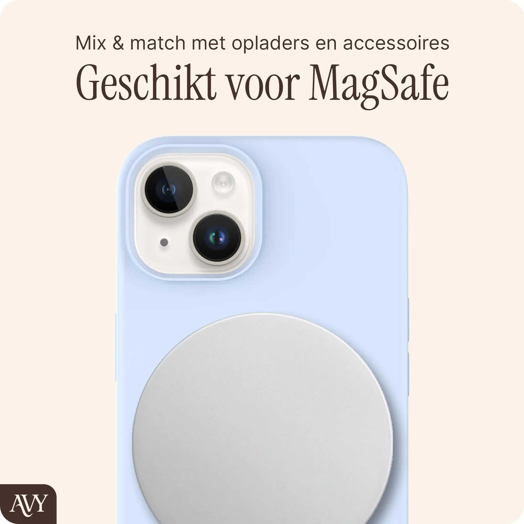AVY Apple iPhone 14 / 13 Hoesje Liquid Silicone met MagSafe Blauw afbeelding 7