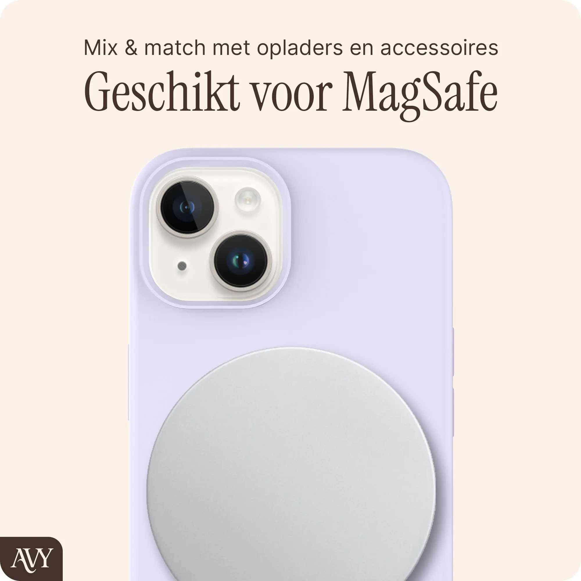 AVY Apple iPhone 14 / 13 Hoesje Liquid Silicone met MagSafe Paars afbeelding 7