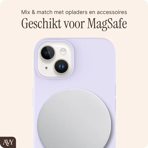 AVY Apple iPhone 14 / 13 Hoesje Liquid Silicone met MagSafe Paars afbeelding 7