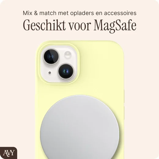 AVY Apple iPhone 14 / 13 Hoesje Liquid Silicone met MagSafe Butter Yellow afbeelding 7