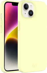 AVY Apple iPhone 14 / 13 Hoesje Liquid Silicone met MagSafe Butter Yellow afbeelding