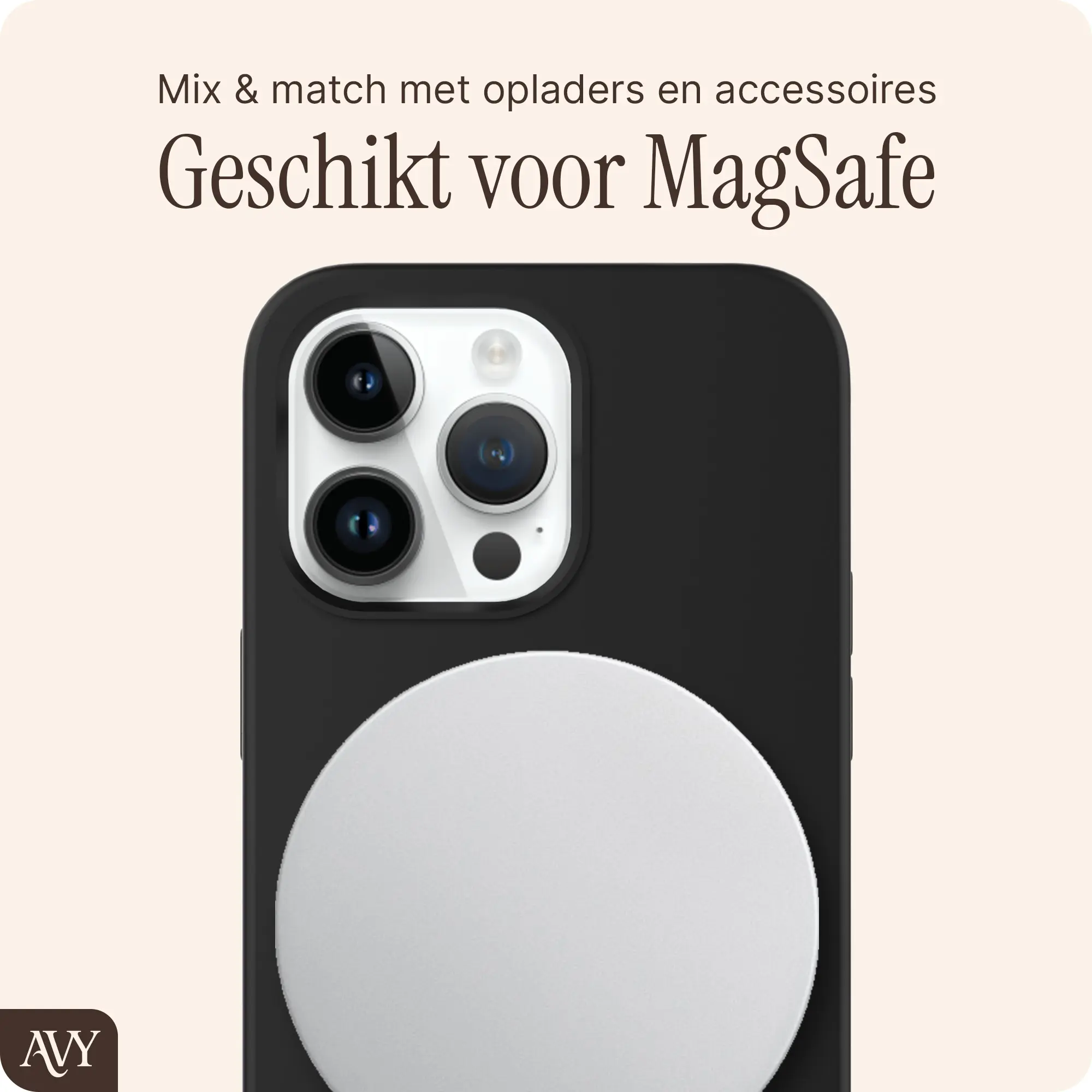 AVY Apple iPhone 14 Pro Hoesje Liquid Silicone met MagSafe Zwart afbeelding 8