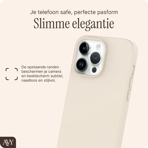 AVY Apple iPhone 14 Pro Hoesje Liquid Silicone met MagSafe Beige afbeelding 9