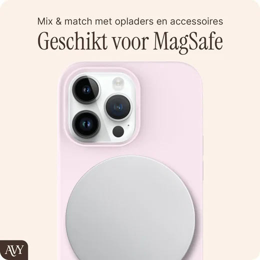 AVY Apple iPhone 14 Pro Hoesje Liquid Silicone met MagSafe Roze afbeelding 8