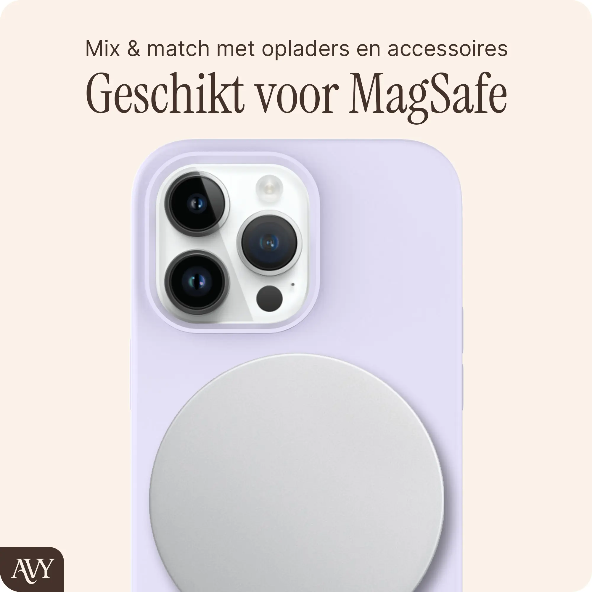 AVY Apple iPhone 14 Pro Hoesje Liquid Silicone met MagSafe Paars afbeelding 8