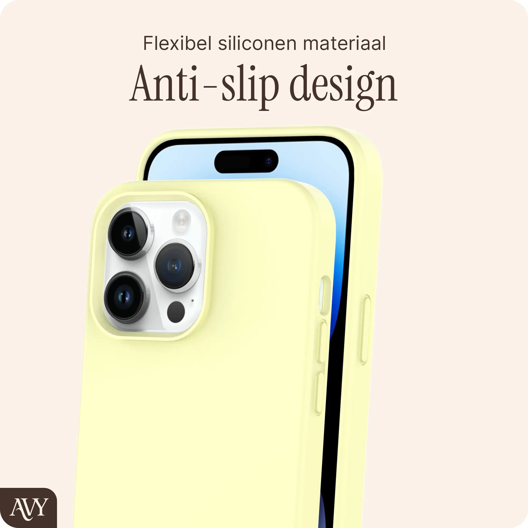 AVY Apple iPhone 14 Pro Hoesje Liquid Silicone met MagSafe Butter Yellow afbeelding 7