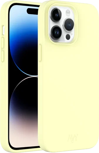AVY Apple iPhone 14 Pro Hoesje Liquid Silicone met MagSafe Butter Yellow afbeelding 11