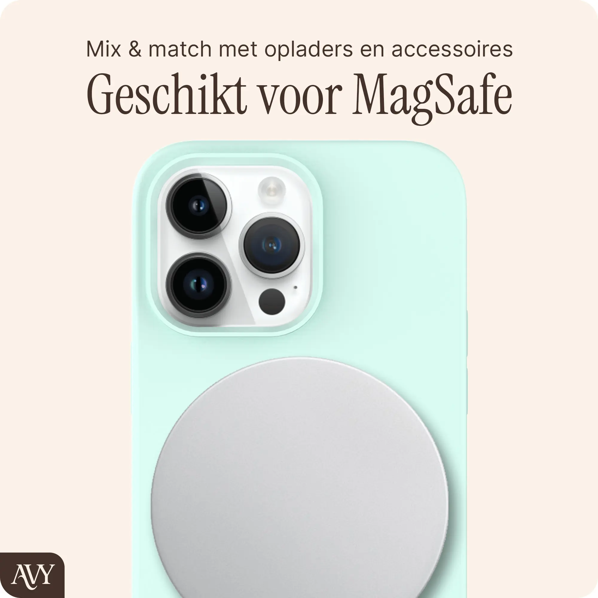 AVY Apple iPhone 14 Pro Hoesje Liquid Silicone met MagSafe Matcha afbeelding 8