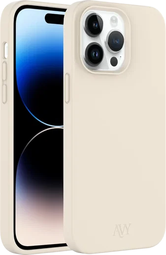 AVY Apple iPhone 14 Pro Max Hoesje Liquid Silicone met MagSafe Beige afbeelding 11