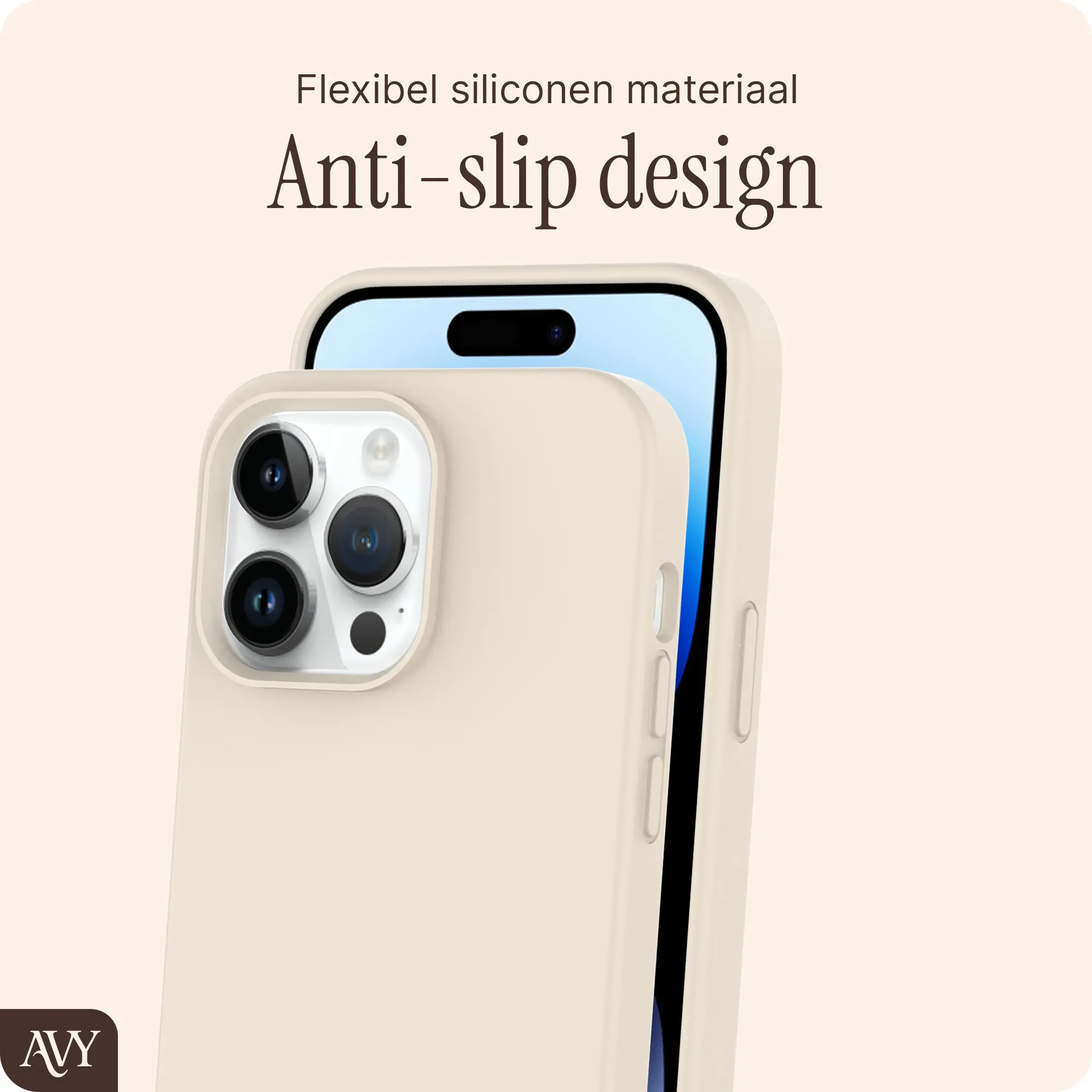 AVY Apple iPhone 14 Pro Max Hoesje Liquid Silicone met MagSafe Beige afbeelding 7