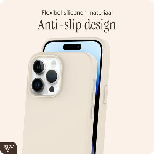 AVY Apple iPhone 14 Pro Max Hoesje Liquid Silicone met MagSafe Beige afbeelding 7