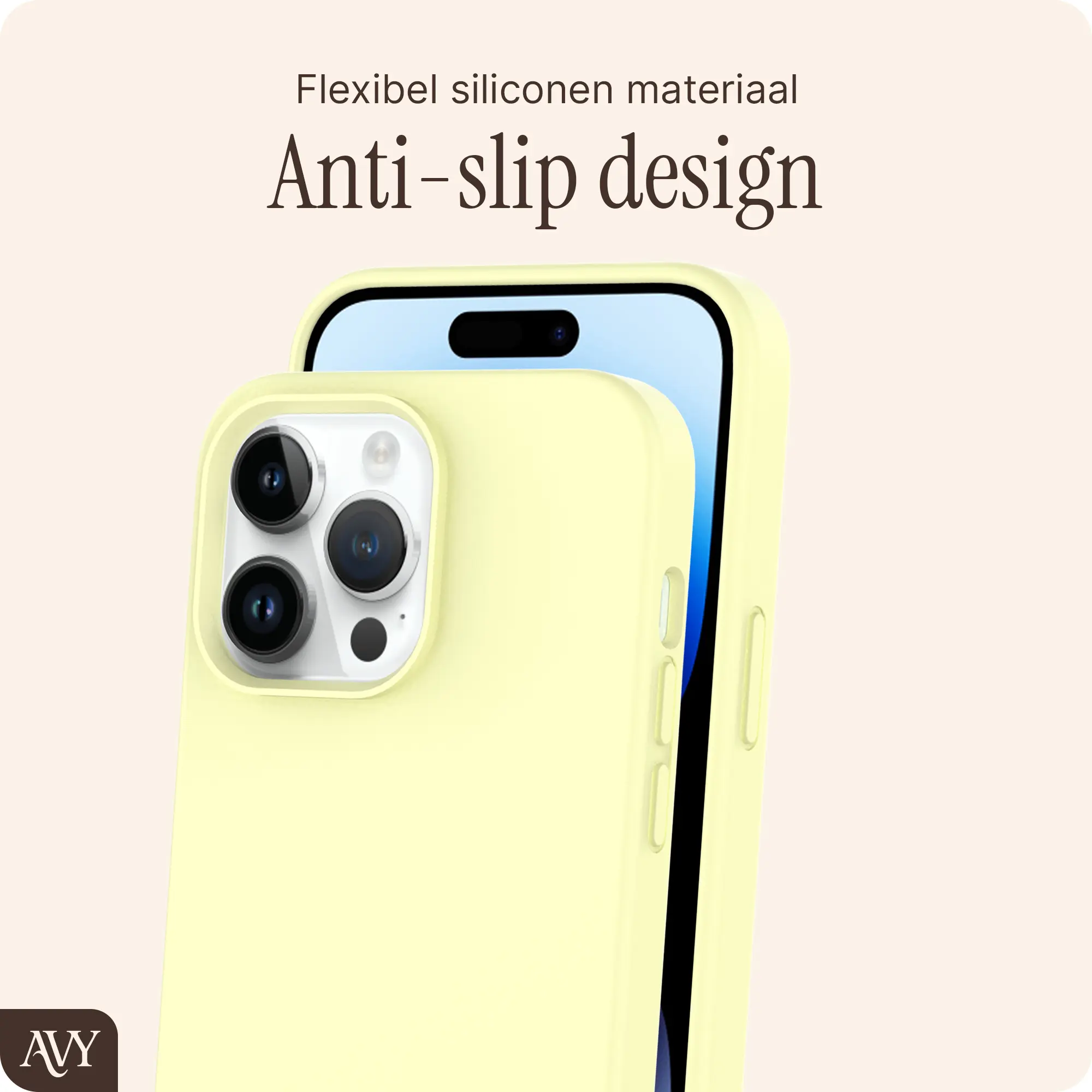 AVY Apple iPhone 14 Pro Max Hoesje Liquid Silicone met MagSafe Butter Yellow afbeelding 7