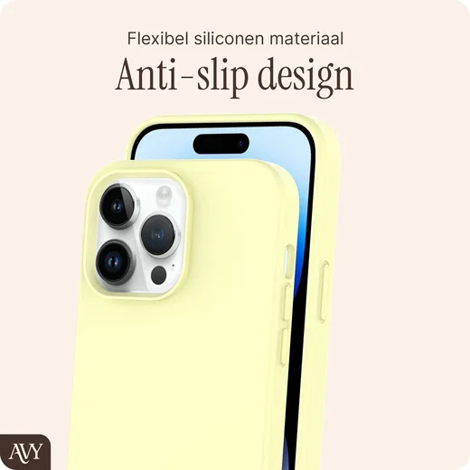AVY Apple iPhone 14 Pro Max Hoesje Liquid Silicone met MagSafe Butter Yellow afbeelding 7