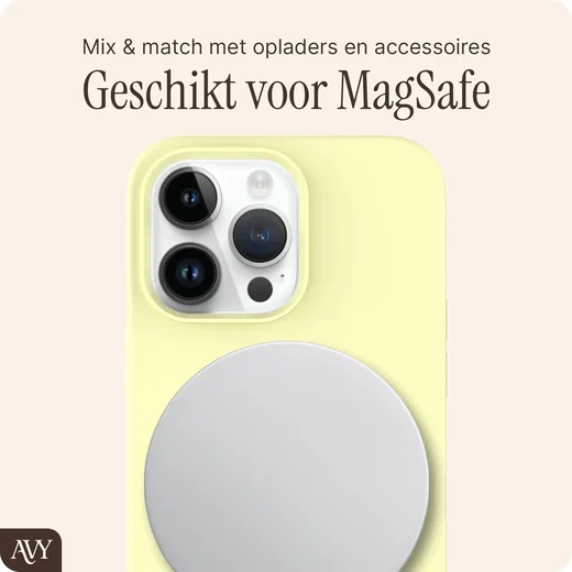 AVY Apple iPhone 14 Pro Max Hoesje Liquid Silicone met MagSafe Butter Yellow afbeelding 8