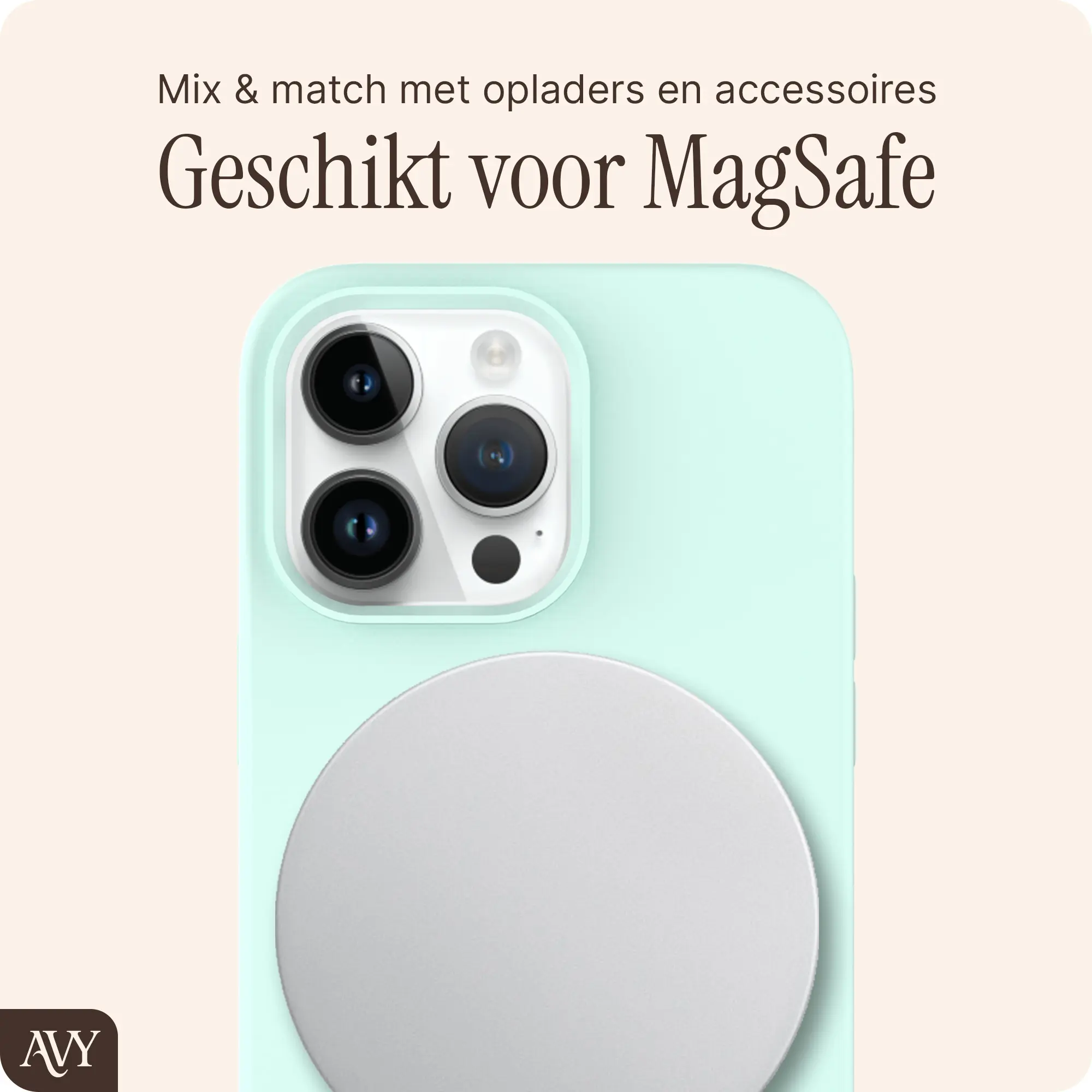 AVY Apple iPhone 14 Pro Max Hoesje Liquid Silicone met MagSafe Matcha afbeelding 8