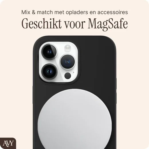 AVY Apple iPhone 13 Pro Hoesje Liquid Silicone met MagSafe Zwart afbeelding 8