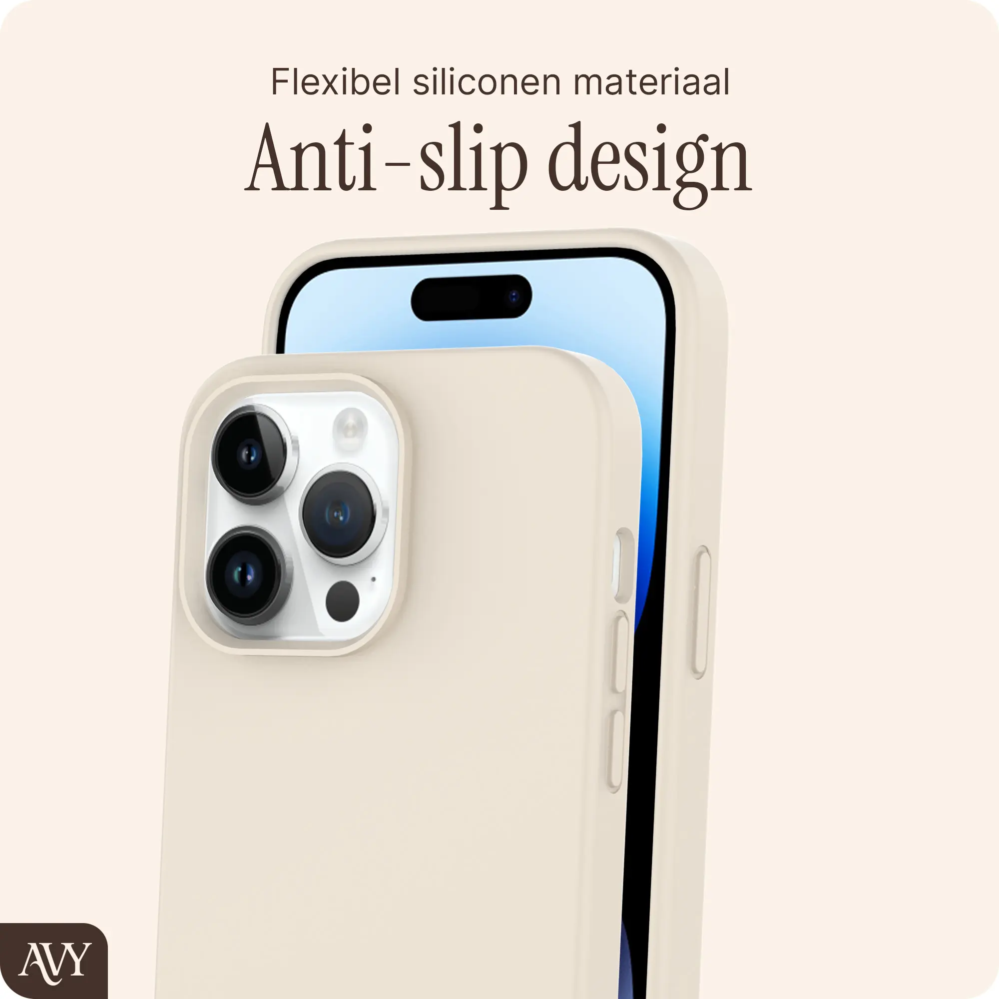AVY Apple iPhone 13 Pro Hoesje Liquid Silicone met MagSafe Beige afbeelding 7