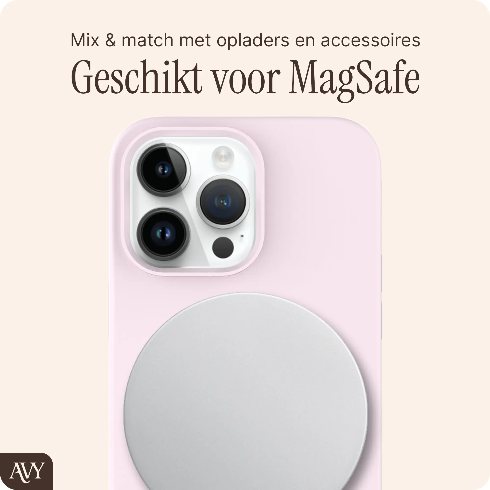 AVY Apple iPhone 13 Pro Hoesje Liquid Silicone met MagSafe Roze afbeelding 8