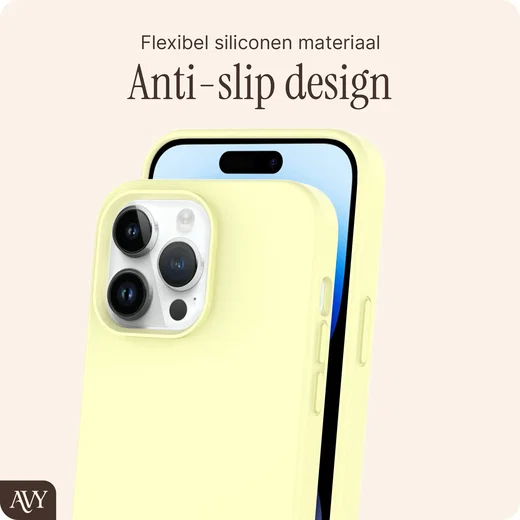 AVY Apple iPhone 13 Pro Hoesje Liquid Silicone met MagSafe Butter Yellow afbeelding 7