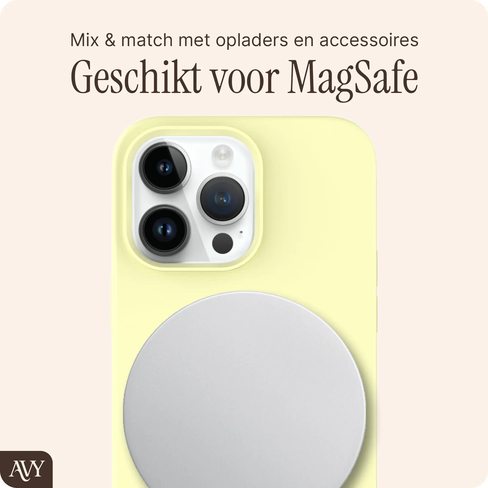 AVY Apple iPhone 13 Pro Hoesje Liquid Silicone met MagSafe Butter Yellow afbeelding 8
