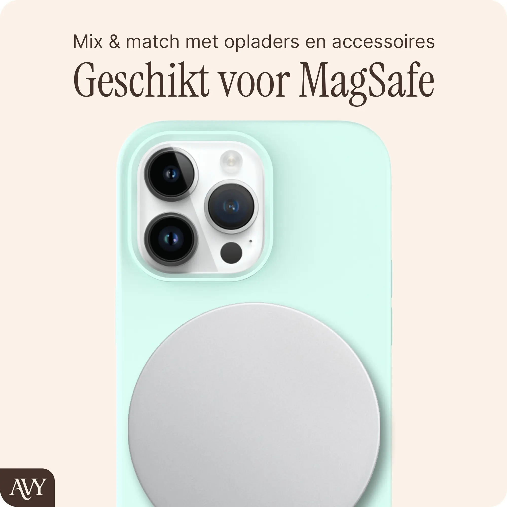 AVY Apple iPhone 13 Pro Hoesje Liquid Silicone met MagSafe Matcha afbeelding 8