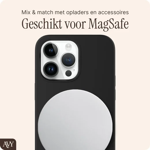 AVY Apple iPhone 13 Pro Max Hoesje Liquid Silicone met MagSafe Zwart afbeelding 8