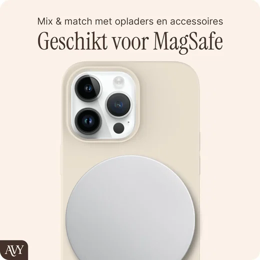 AVY Apple iPhone 13 Pro Max Hoesje Liquid Silicone met MagSafe Beige afbeelding 8