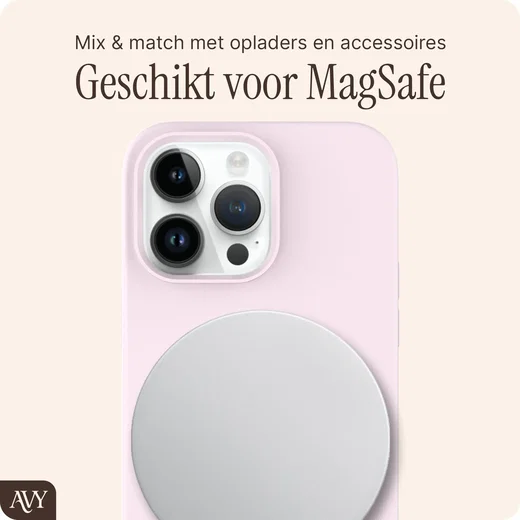AVY Apple iPhone 13 Pro Max Hoesje Liquid Silicone met MagSafe Roze afbeelding 8