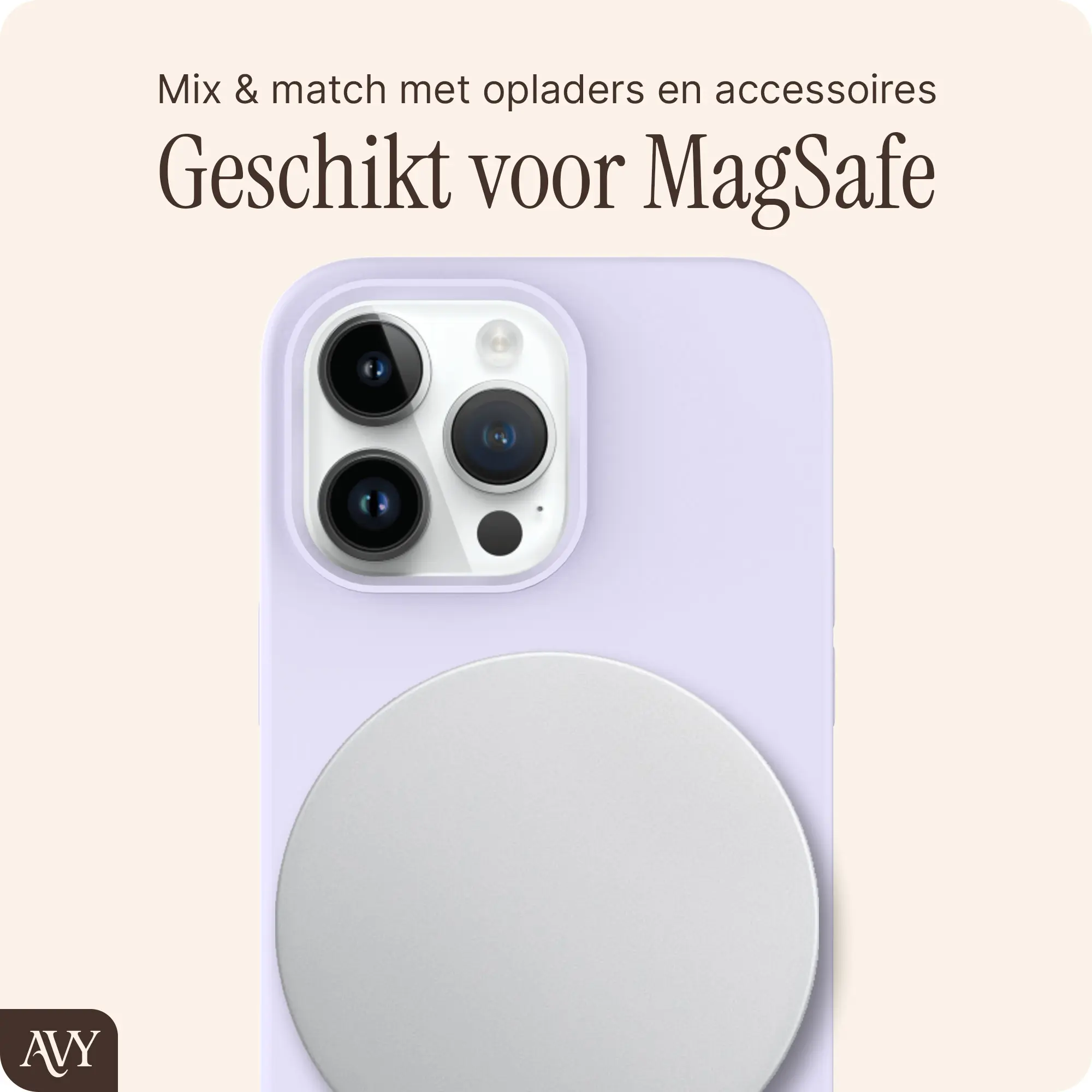 AVY Apple iPhone 13 Pro Max Hoesje Liquid Silicone met MagSafe Paars afbeelding 8