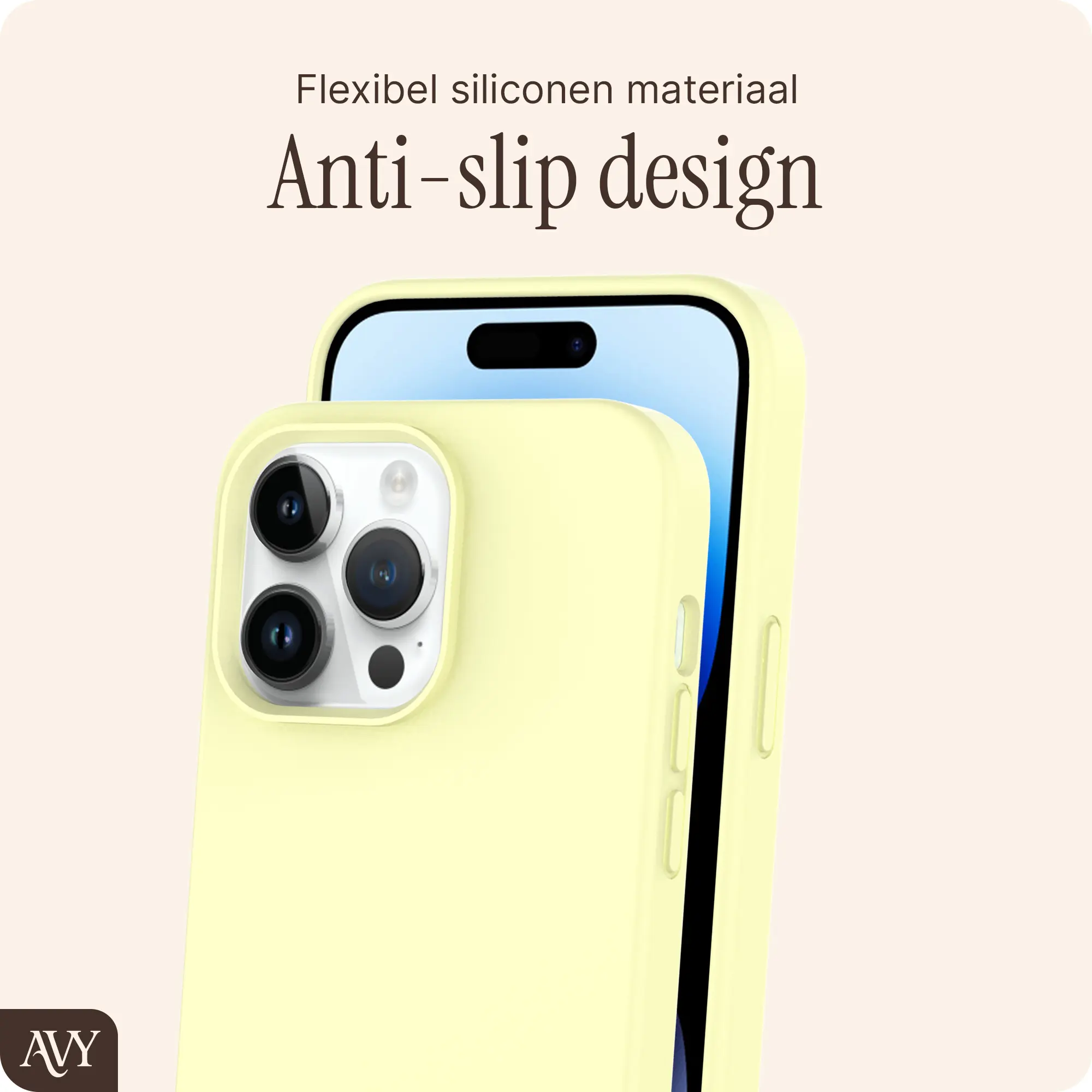 AVY Apple iPhone 13 Pro Max Hoesje Liquid Silicone met MagSafe Butter Yellow afbeelding 7