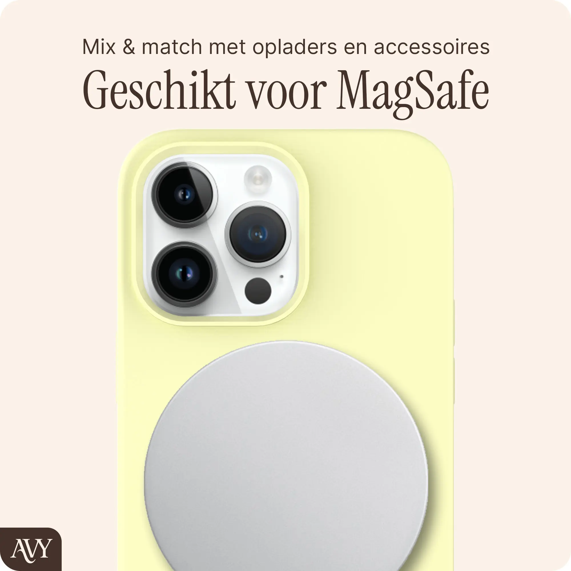 AVY Apple iPhone 13 Pro Max Hoesje Liquid Silicone met MagSafe Butter Yellow afbeelding 8