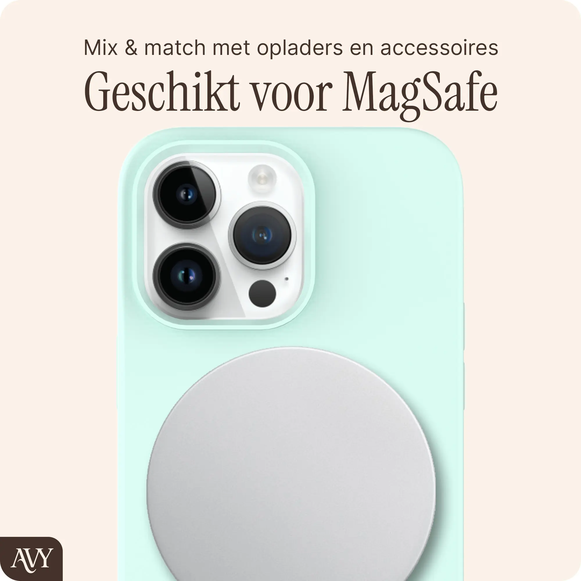 AVY Apple iPhone 13 Pro Max Hoesje Liquid Silicone met MagSafe Matcha afbeelding 8