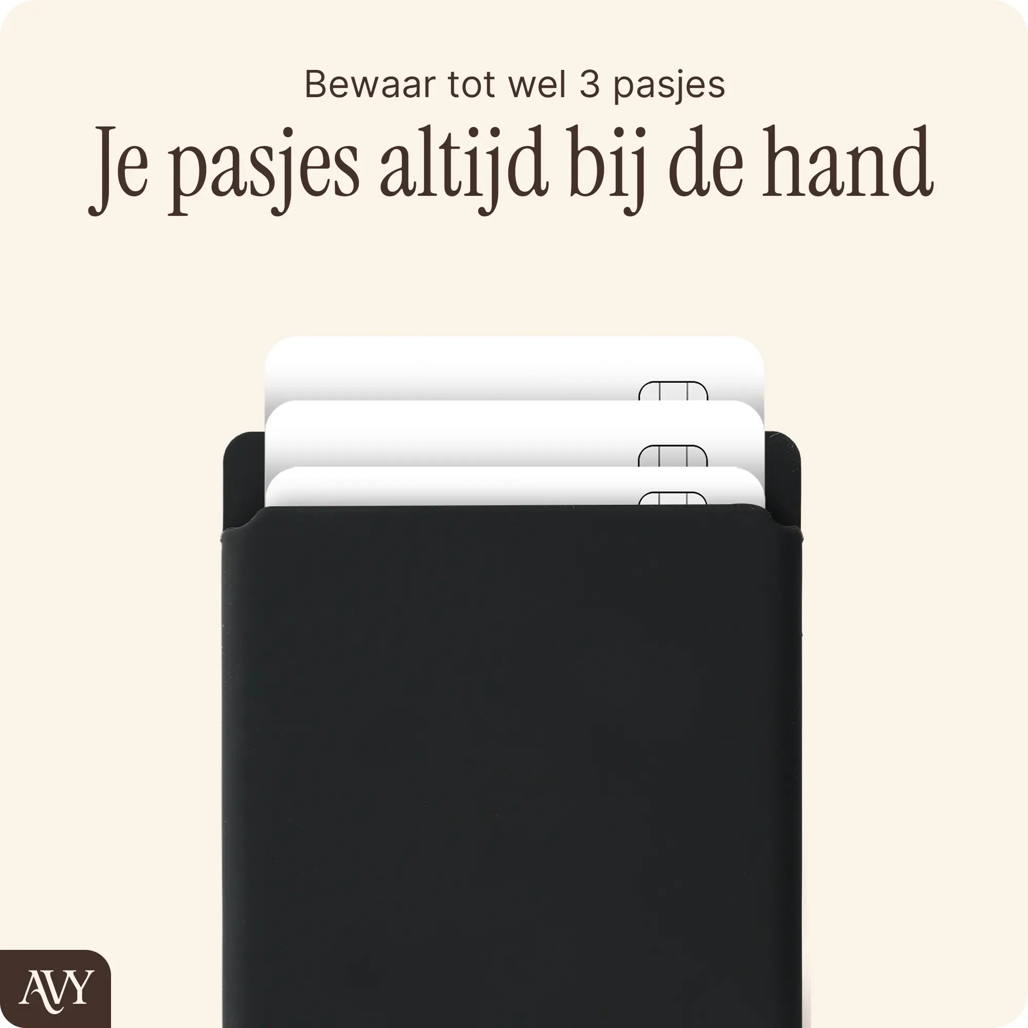 AVY Liquid Silicone Wallet MagSafe Kaarthouder / Pasjeshouder Zwart afbeelding 2