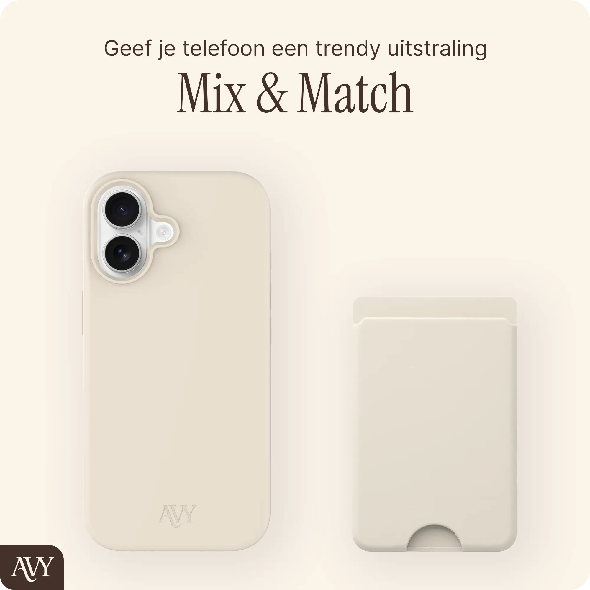 AVY Liquid Silicone Wallet MagSafe Kaarthouder / Pasjeshouder Beige afbeelding 3