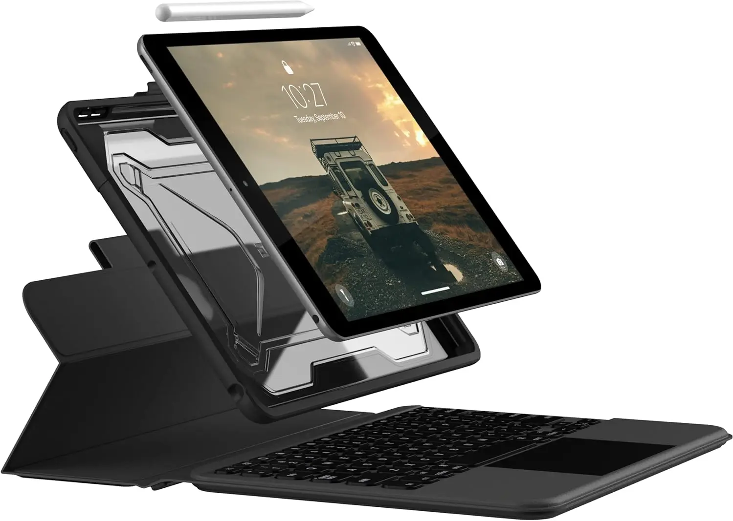 UAG Apple iPad 10.2 (2019/2020/2021) Rugged Toetsenbord Hoes met Trackpad Zwart afbeelding 2