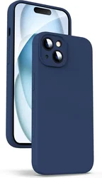 Apple iPhone 15 Hoesje Camera Bescherming Siliconen Back Cover Blauw afbeelding
