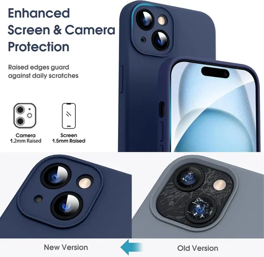 Apple iPhone 15 Hoesje Camera Bescherming Siliconen Back Cover Blauw afbeelding 3