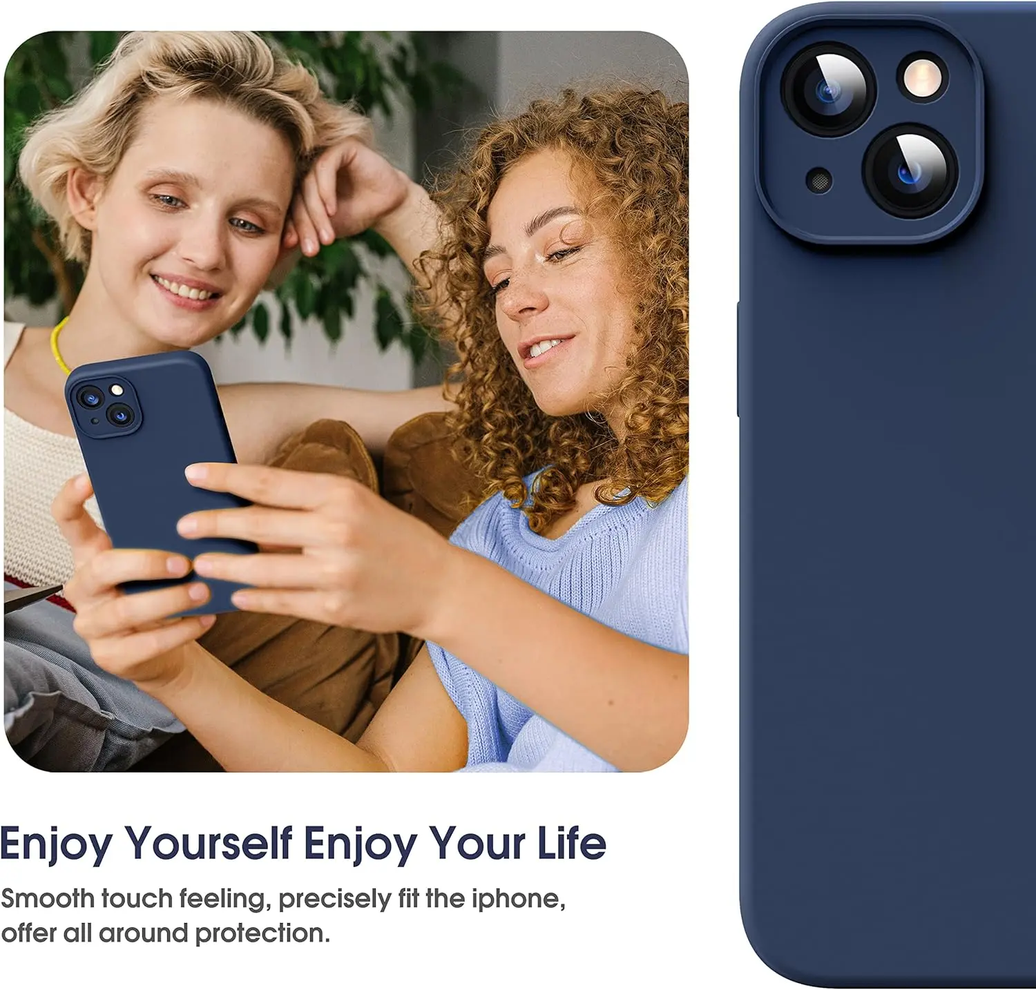 Apple iPhone 15 Hoesje Camera Bescherming Siliconen Back Cover Blauw afbeelding 8