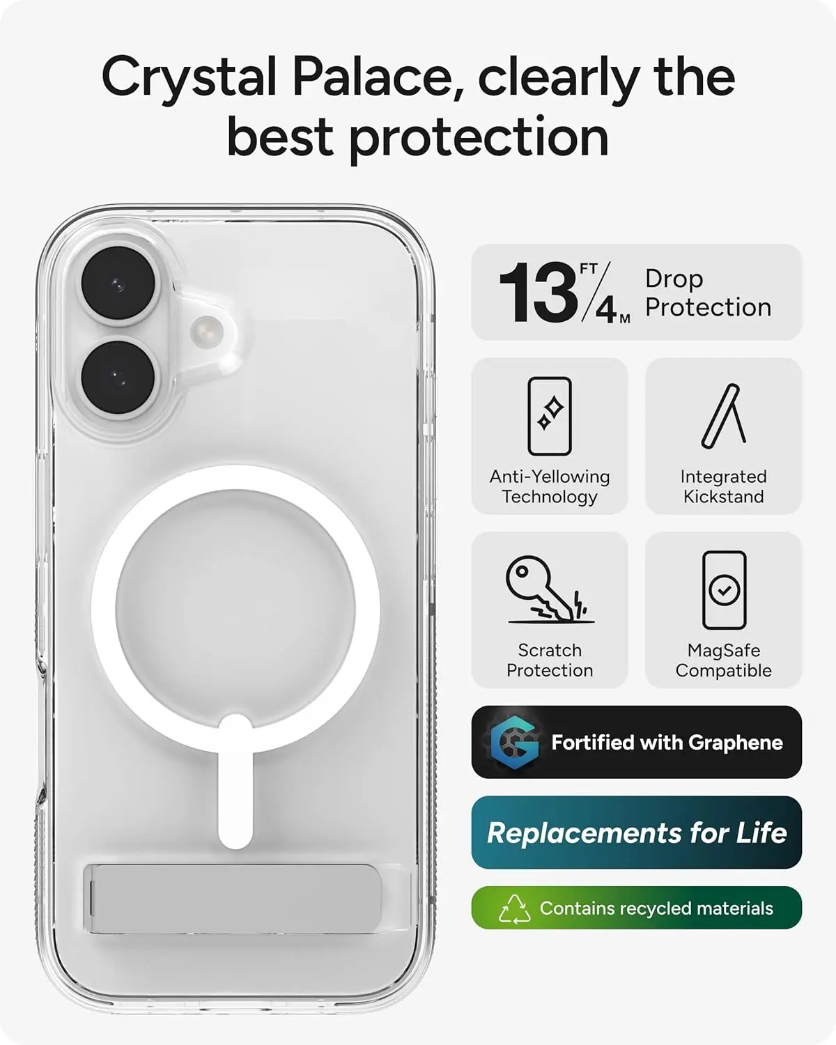 ZAGG Crystal Palace Snap Kickstand Apple iPhone 17 Hoesje MagSafe Transparant afbeelding 2