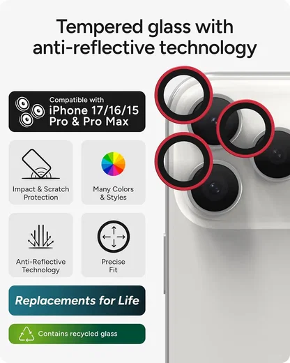 ZAGG Camera Rings iPhone 17 Pro (Max)/16 Pro (Max) CameraProtector Rood afbeelding 2