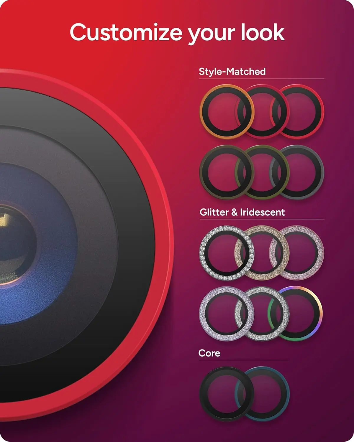 ZAGG Camera Rings iPhone 17 Pro (Max)/16 Pro (Max) CameraProtector Rood afbeelding 3