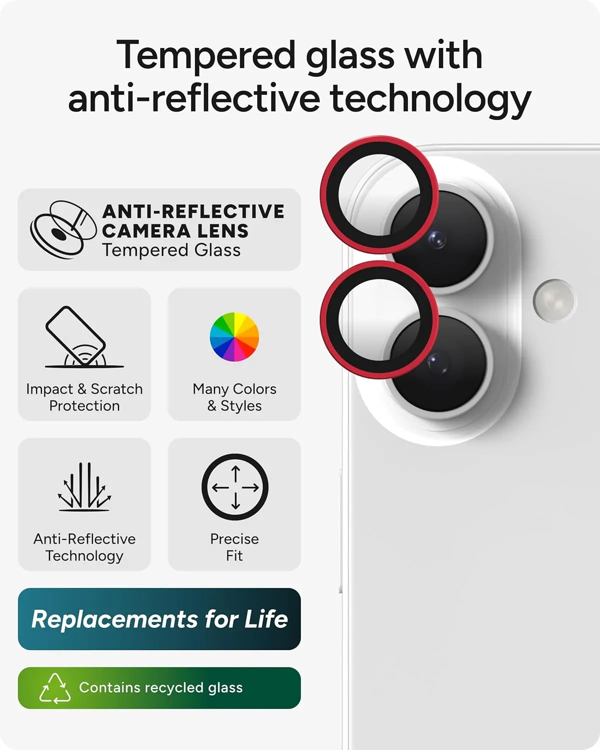 ZAGG Camera Rings iPhone 17 / 16 / 16 Plus Camera Protector Rood afbeelding 2